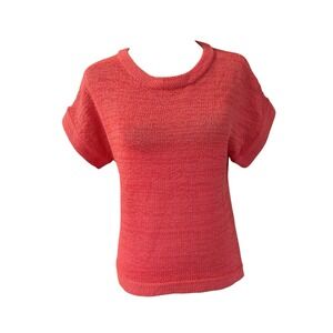 Workshop Republic Clothing Loose Knit Sweater Short Sleeve Coral SZ S (MSRP $58